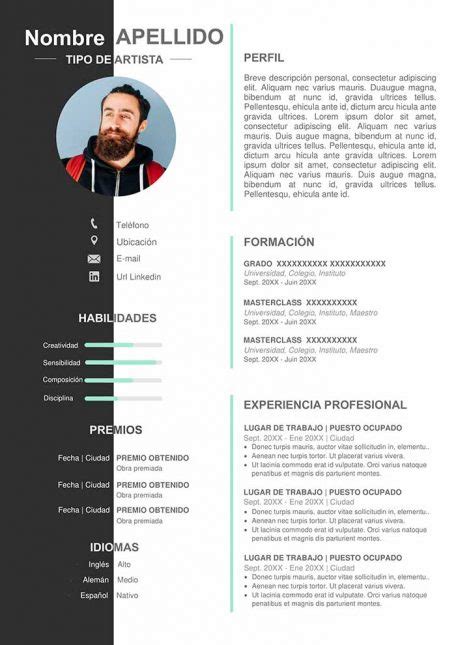 Modelo de Hoja de Vida Artística en Word - Descarga Gratis