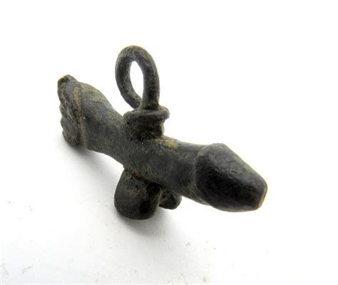 Ancient Roman Bronze Fertility Pendant Decorated With Male And Female