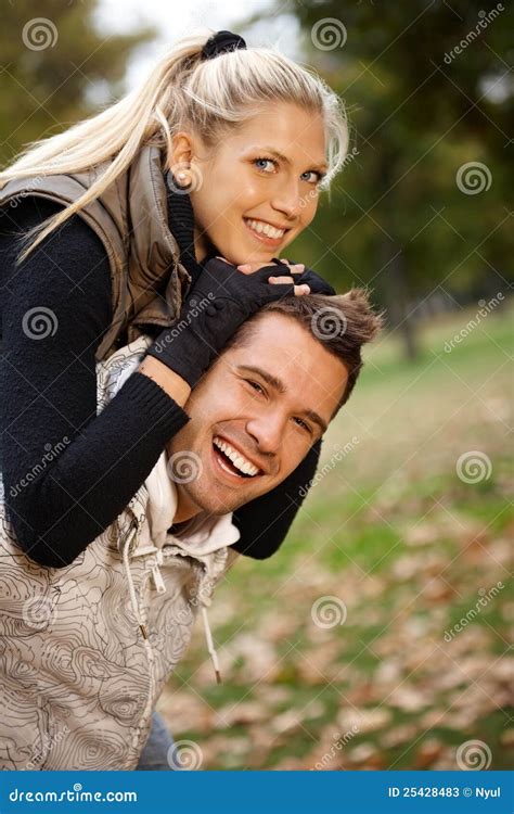 Autumn Portrait Of Beautiful Young Smiling Couple Stock Image Image