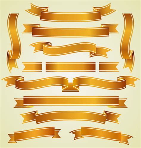 Gold Ribbon Banners Luxury Vector Eps Uidownload
