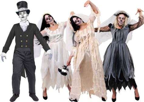 couples halloween costume mens womens corpse bride groom dead ghost fancy dress ebay