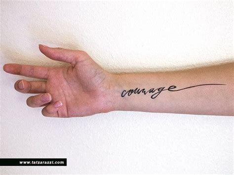 Courage Temporary Tattoo Script Calligraphy Cursive By Tatzarazzi With