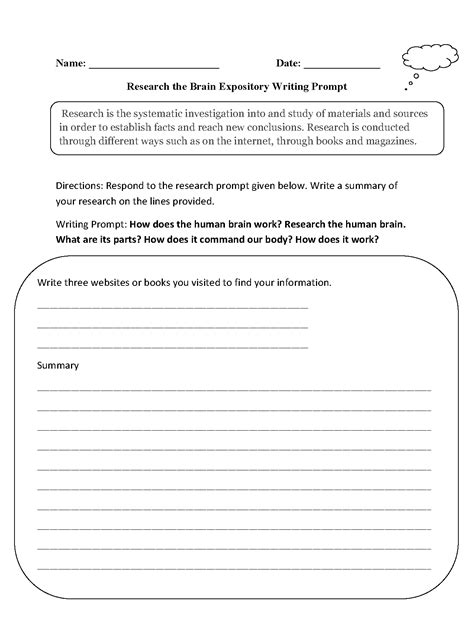 Writing Prompts Worksheets | Informative and Expository Writing Prompts