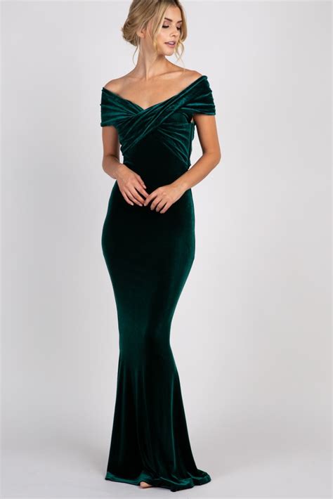 forest green velvet off shoulder mermaid evening gown classy evening gowns evening gowns