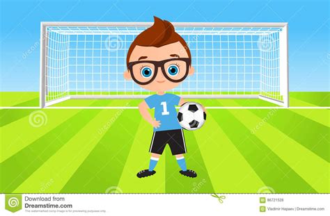 Young Boy Kid Playing Football Vector Illustration Eps 10 Isolated On