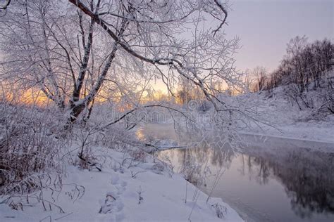 Winter Sunrise On The River Stock Image Image Of Sunrise Winter