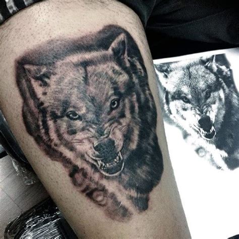A sleeve tattoo extends from the shoulder to the wrist, wrapping all the way around the arm. Top 70 Most Badass Men's Thigh Tattoos [2020 Inspiration ...