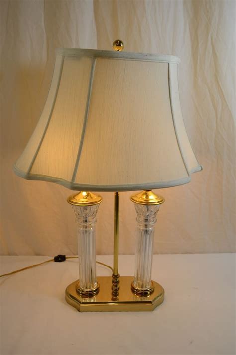 This is not the type of lamp that uses a harp, sorry but i do not have the shade. Waterford Crystal Double Pillar Brass Table Lamp with Silk ...