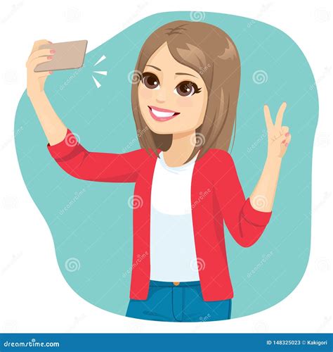 teen girl taking selfie stock vector illustration of happy 148325023