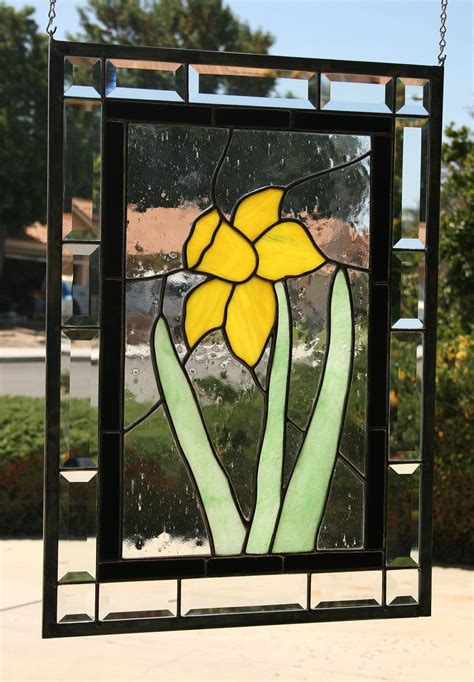 Spring Daffodil Large Contemporary Stained Glass Window Etsy