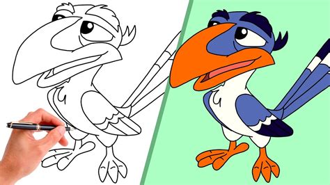 How To Draw ZAZU FROM THE LION KING // Step-By-Step