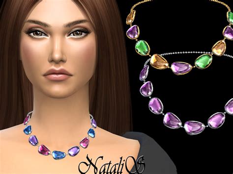 Mixed Color Gems Necklace By Natalis From Tsr • Sims 4 Downloads