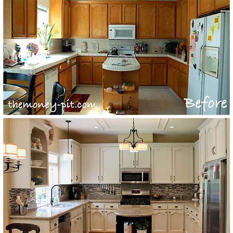 Swapping outdated lighting for sleek, modern lights will make a huge difference in modernizing brown kitchen cabinets. Modernizing an 80's Oak Kitchen on a Tiny Budget | Cheap ...