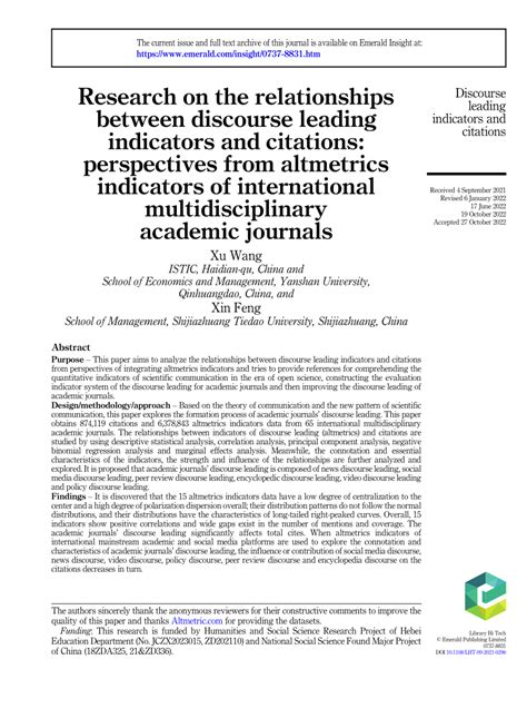 Pdf Research On The Relationships Between Discourse Leading
