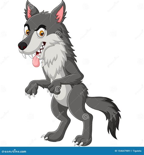 Cartoon Angry Wolf Isolated On White Background Stock Vector