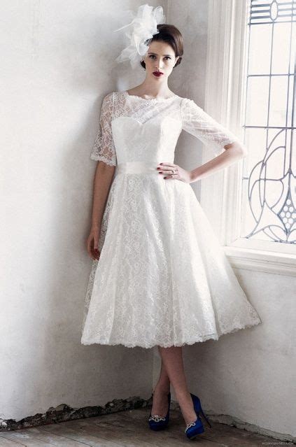 Owners of these outfits look stylish, romantic and feminine. Below knee High Neck Classic 3/4 sleeves Wedding dresses ...