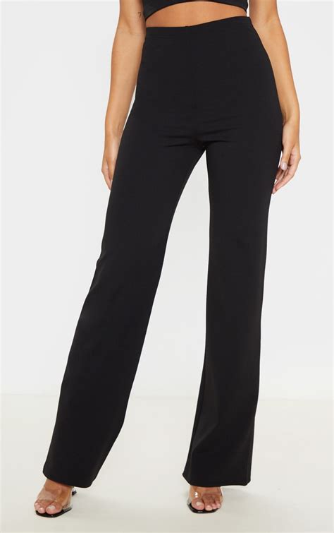 Black Crepe High Waisted Wide Leg Trouser Prettylittlething Ie