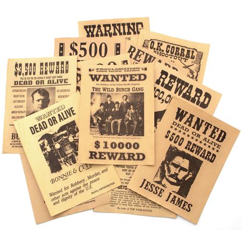 Historical Wanted Posters 12 Sheet Set Museum Replicas