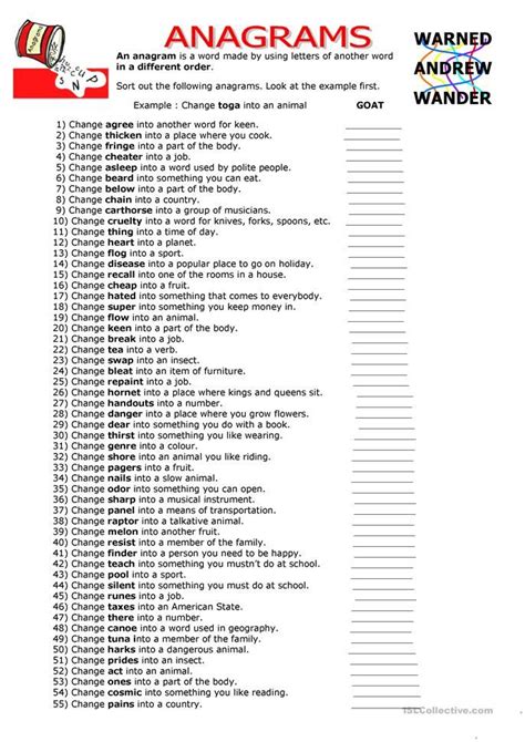 Anagrams English Esl Worksheets For Distance Learning And Physical