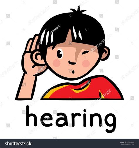 Icons One Five Senses Hearing Children Stock Vector 477714688