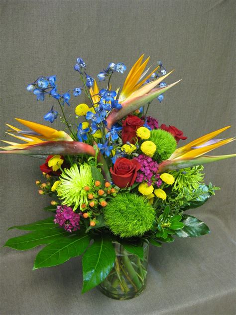 Dig a hole for each tree that is two to three times as wide as the root ball but just as deep. #Bird of Paradise, red roses, green ball #dianthus, green ...