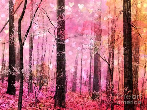 Surreal Fantasy Fairytale Pink Forest Woodlands Pink Fairytale