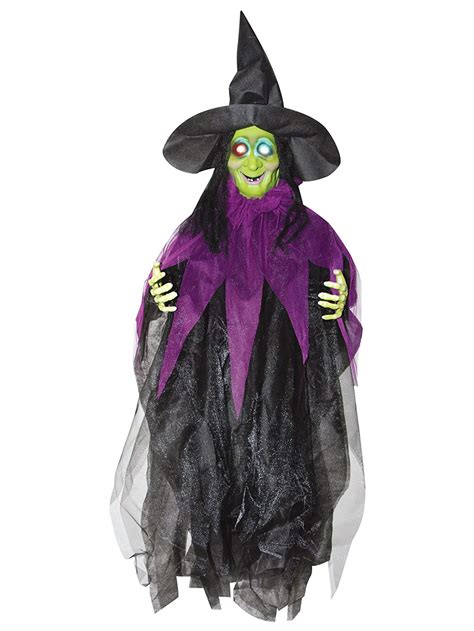 3 Light Up Cute Creepy Witch Hanging Prop Evil Halloween Decoration