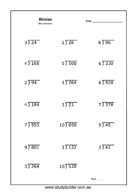 Short Division Worksheet Teaching Resources Maths Short Division With