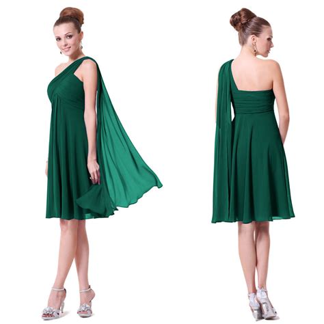 Zelené krátké společenské šaty na 1 rameno empírové i pro ...