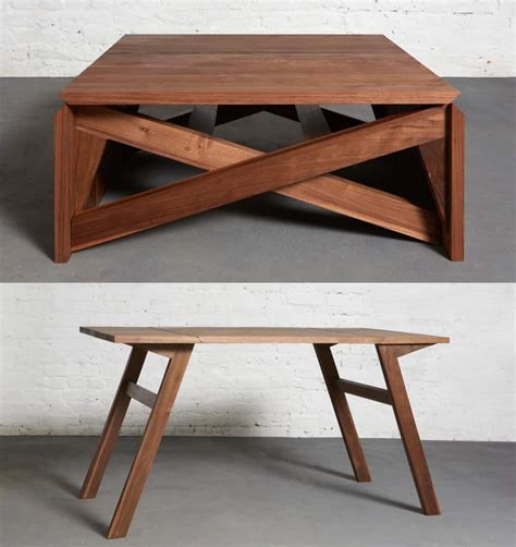 The video is not the best quality but it shows how the table functions. Transforming Coffee Table MK1 from Duffy London