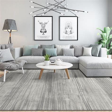 Contemporary Grey Rugs Unique Design Area Floor Carpets For Living Room