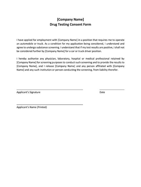 Drug Testing Consent Form Template Fill Out And Sign Online Dochub