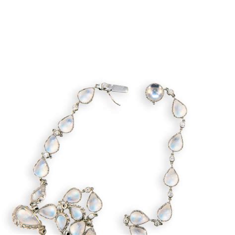 Laura Munder Moonstone Diamond White Gold Necklace For Sale At 1stdibs