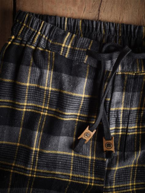 Yellow And Grey Checkered Flannel Pants For Men Bombay Trooper