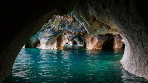 Marble Lake Water Erosion Cathedral Cave Chile Rock Landscape