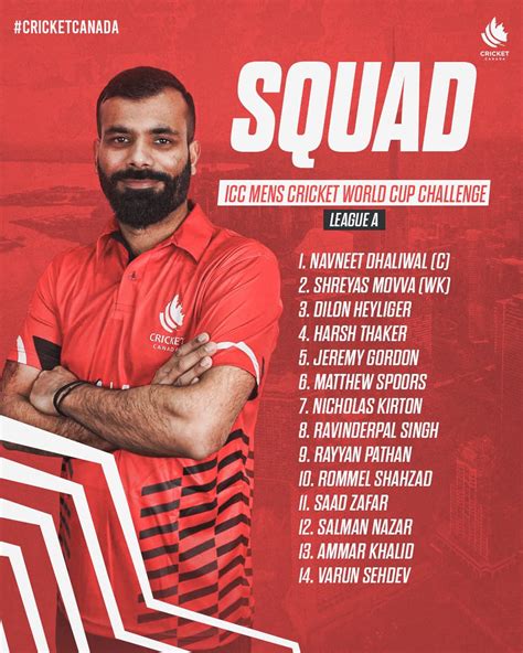 Canada Confirms Squad Of 14 For World Challenge A Tourney Canada Cricket