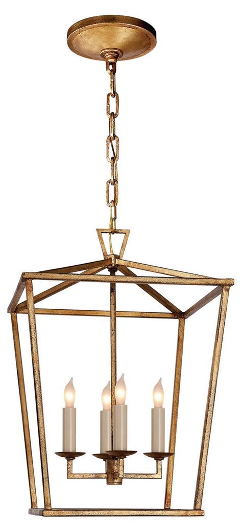 This beautiful chandelier is built in perfect to create warm outdoor chandelier lighting or as a rustic bedroom chandelier. Darlana Small Lantern, Gilded Iron | Lighting | Pinterest