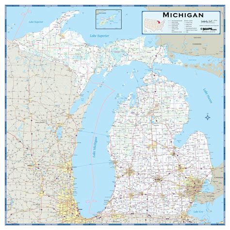 Michigan Highway Wall Map | Maps.com.com