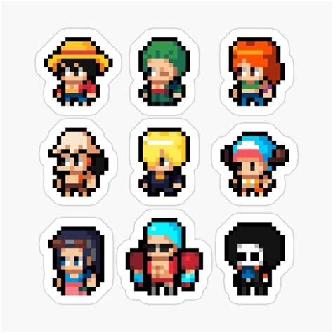 Straw Hat Pirates One Piece Pixel Art Sticker For Sale By Modsama