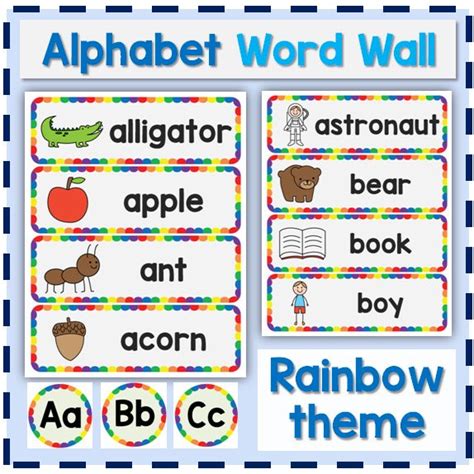 An Alphabet Word Wall With Pictures Of Animals Letters And Words In