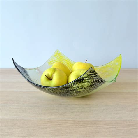 Modern Minimalist Fused Glass Fruit Bowl Centerpiece Salad Etsy Fused Glass Bowl Glass