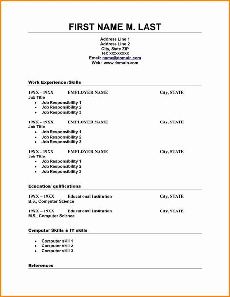 Printable Fillable Blank Resume Template Free Printable Templates