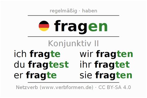 Konjunktiv Ii Fragen Regelm Alle Formen Des Verbs Regeln