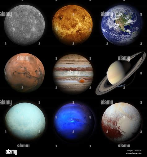 Solar System Planets On Black Background Sun Mercury Venus Earth