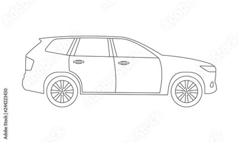 Suv Car Outline Icon Side View Crossover Utility Vehicle Silhouette