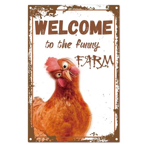 Buy Creatcabin Welcome To The Funny Farm Sign Chicken Metal Tin Signs