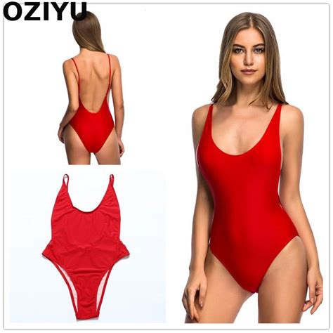 Sexy One Piece Swimsuit Backless Red Swim Suit Women Lining Bodycon