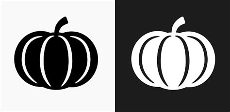 Pumpkin Icon On Black And White Vector Backgrounds Stock Illustration