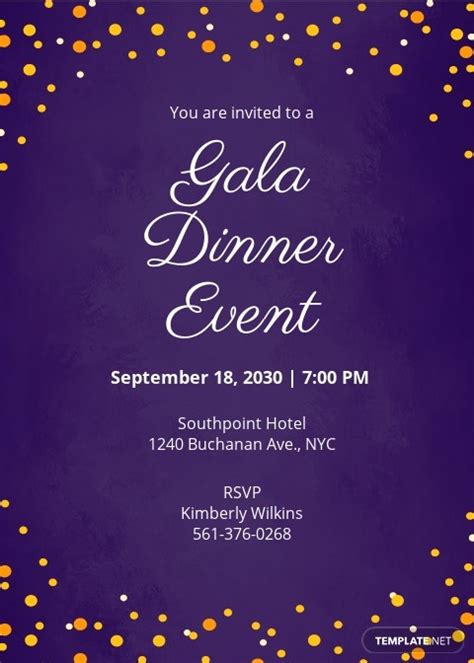 Gala Dinner Night Invitation Template Free Pdf Word Doc Psd