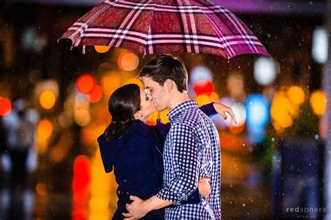 Downtown San Francisco Engagement Kiss In The Rain San Francisco Engagement Kissing In The